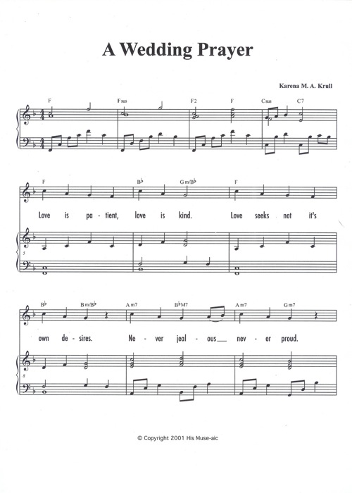 Christian Wedding Song A Wedding Prayer Sheet Music Sample